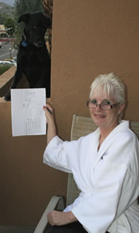 Gail drawing Dakota Doodle Art in Palm Springs